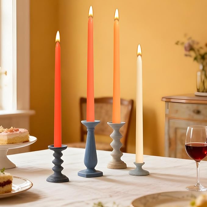 Viyffo Taper Candles, 12 Inch, 4 Pack, Orange – Unscented, Smokeless Design, Up to 8-Hour Burn – Tall Candlesticks for Table Decor, Weddings & Dinners