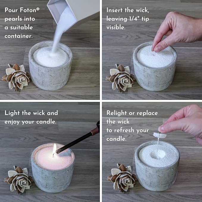 Foton Pearled Candle 9lb - Bulk Snowy Cider Scented Non Toxic Luxury Long Lasting Powder Wax Sand Candles - Refillable Pearl Foton Candle Sand with 100 Wicks for Candles Making