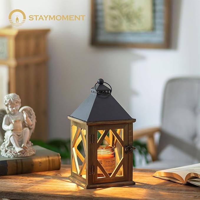 Candle Warmer Lamp with Timer: Farmhouse Candle Warmer Lantern Scented Wax Candle Burner Dimmable Vintage Home Decor Gift for Women