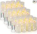 Flameless Candles,with Embedded Star String, Battery Operated Candles Flickering LED Pillar Candles with Remote Control and Timer, Home Decoration Add a Warm and Romantic Atmosphere，Set of 24 (White)
