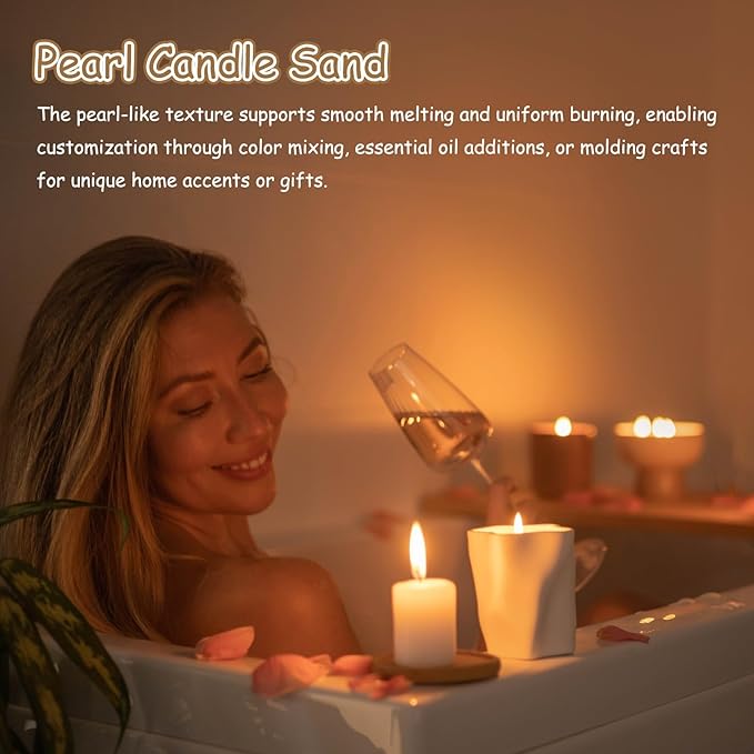 MECCANIXITY Pearled Sand Candles with 20 Pcs Wicks 7Oz / 200g Candle Beads Refillable Powder Sand Wax Making Kit for Thanksgiving Christmas Wedding Party DIY Home Crafts, Bright Blue