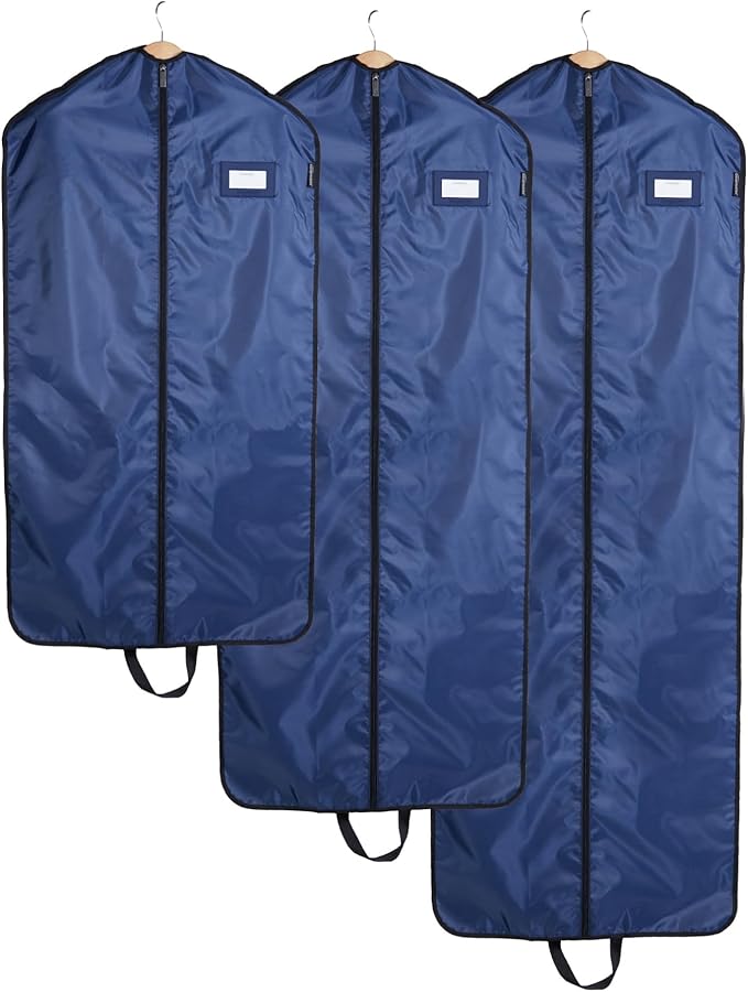 Covermates Keepsakes Garment Bag Set for Closet Storage and Travel – Breathable Suit and Dress Bags with ID Window and Carrying Handles – Heavy-Duty Hanging Wardrobe Protection Set, Blue