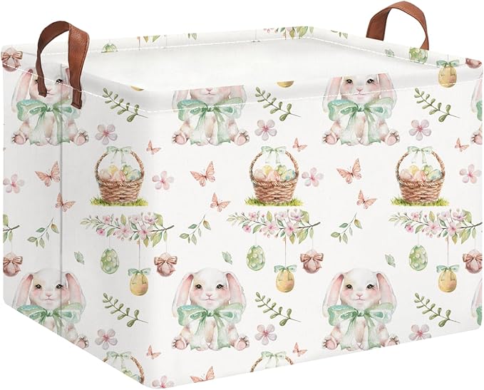Rectangle Easter Bunny Basket Empty,Gift Basket, Room Decor,Waterproof Storage Bin, Books Box(Easter Bunny)