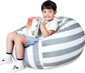 Lukeight Stuffed Animals Storage Bean Bag Chair Cover Only (Ships Empty, No Filling) - Velvet YKK Zipper Beanbag Cover for Toddlers and Kids, Washable Plush Toy Organizer, Large 27" D x 16" H