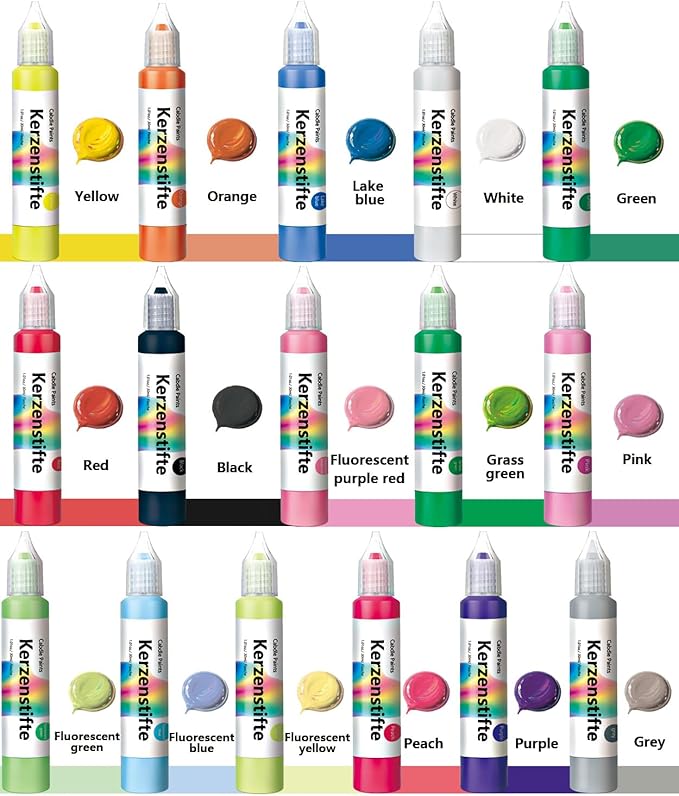 GooBoom Candle Wax Pen, 16-Color Candle Painting kit for DIY Projects, Birthday Party, Special Occasions Create Colorful Candles, Acrylic Paints Safe and Non-Toxic(30ML/1.01OZ)