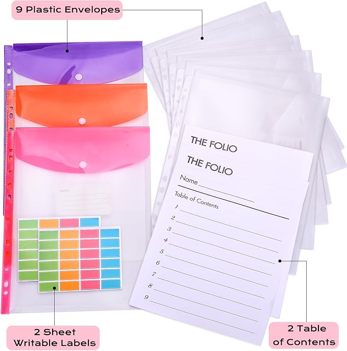 XKDOUS Document Organizer Linen Folio Folders with 9 Pockets, 3-Ring Accordion Storage Binders Expanding File Folder for Important Papers, End of Life Planner Book, in Case If I Die File Folder