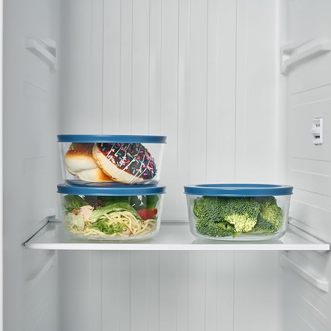 DURA LIVING 6-Piece Glass Food Storage Containers Set (3 Containers + 3 BPA-Free Lids) | 4-Cup, Leakproof | Microwave, Freezer, Oven & Dishwasher Safe | Ideal for Meal Prep & Pantry Organization