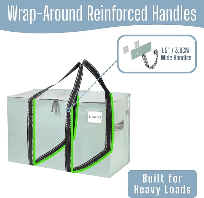 VENO 6 Pack Heavy Duty Moving Bags, Extra Large Storage Bags with Reinforced Handles & Strong Zippers, Foldable & Reusable Moving Box Alternative for Clothes & Dorm Storage