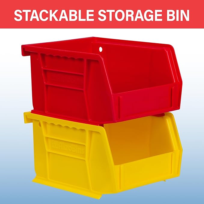 Akro-Mils 30210 AkroBins Plastic Storage Bins, Space-Saving Stackable Bins for Garage, Pantry, Craft Organization, 5" x 4" x 3", Clear, 6-Pack