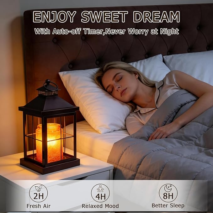 Candle Warmer Lamp with Timer,Compatible with 3 Wick Candles Jars,Vintage Candle Warmer Lantern Lamp,Dimmable Farmhouse Candle Lamp Warmer,Fully Enclosed and Hanging Up Designed-Coffee