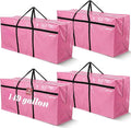 4 Pcs 149 Gallon Extra Large Moving Bags Heavy Duty Storage Bag with Strong Zipper Handle Foldable XXL Jumbo Storage Tote Packing Moving Box for College Dorm Travel Cloth Duffle (Pink)