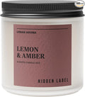 Hidden Label Lemon & Amber Scented Candle | 12oz Natural Soy Candle | Warm Citrus & Golden Amber | 70-Hour Clean Burn | Modern Boho Home Décor | Cozy Hygge Gift for Women, Housewarming