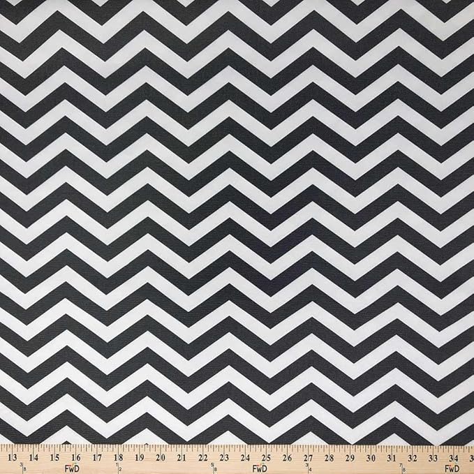 Printed Canvas Fabric Waterproof Outdoor 60" Wide 600 Denier Sold by The Yard (Zig Zag Black)