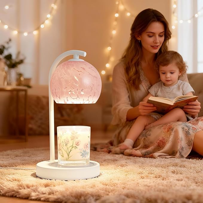 Candle Warmer Lamp Gifts for Women - Dimmable Scented Wax Melt Warmer with Timer - Housewarming Gift for Home Bedroom Decor, Xmas Birthday Gifts for Mom, 2 Bulbs, Pink