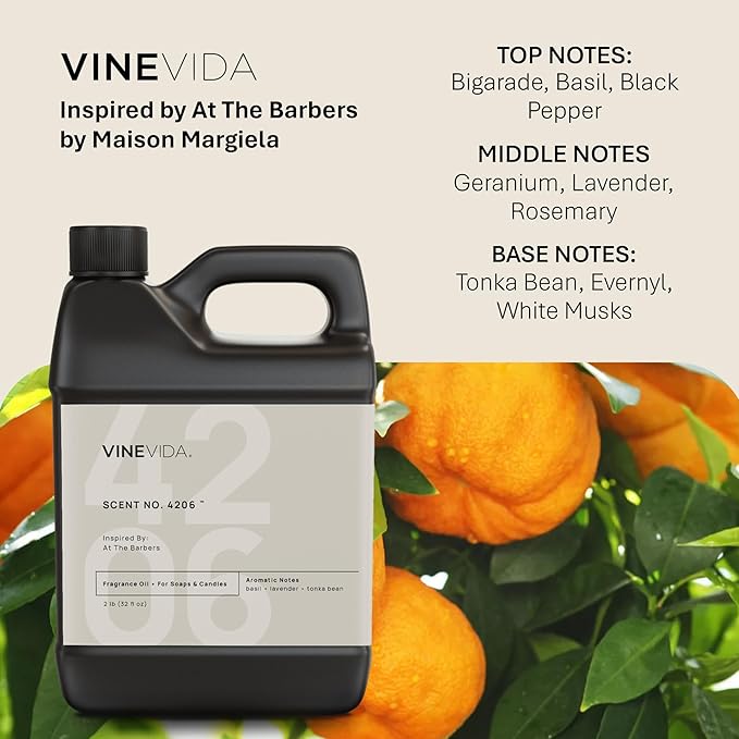 VINEVIDA [32 Oz] Scent NO. 4206 Inspired by at The Barbers | Premium Fragrance Oil for Candle Making & Soap Making | Candle Scents for Soy Wax | Scented Oils for Car Freshies & Bath Products