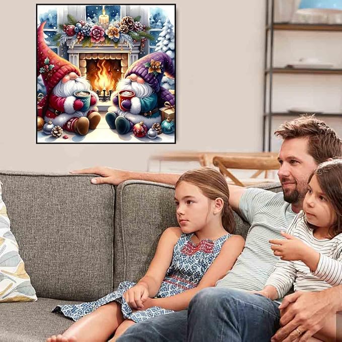 VIGEGU Christmas Paint by Numbers Kit for Adults with Framed,Gnome Paint by Number DIY Acrylic Adult Paint by Number Kits for Wall Decor 10x10in