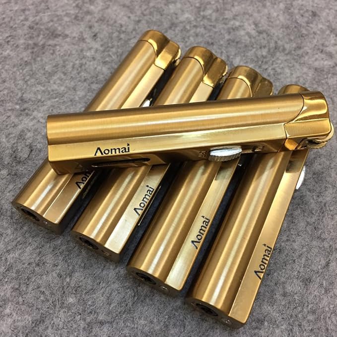5 Pack Butane Torch Lighter Jet Flame Lockable Portable Adjustable Lighter with Fuel Visible Tank No Gas (Gold)