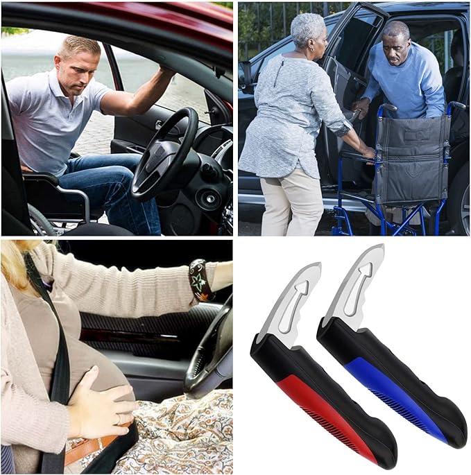 Car Handle Assist for Elderly, Door Handles for Automotive, Multifunctional Car Handle Assist, Handicapped Elderly Assistant Support Bar, Red & Blue