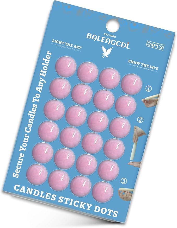 Candle Sticky Dots-Pink Candles Accessories-Wax Dots Adapter-Candle Adhesive (Set of 24 Dots)