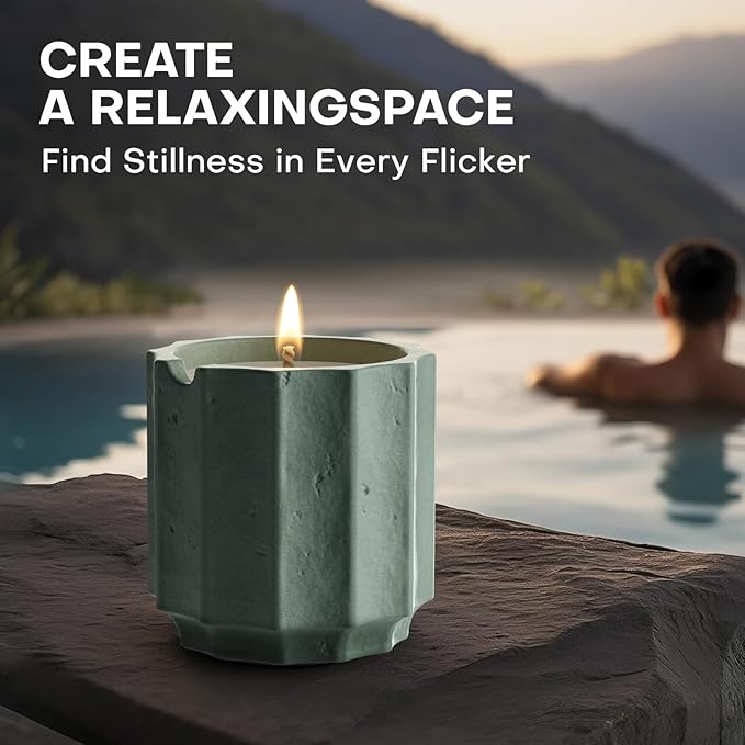 Scented Candles Set for Home, Natural Soy Wax Candle Gift, Non-Toxic Cement Jar Candles, Luxury Aromatherapy for Stress Relief, Highly Scented, Gifts for Women and Men (Mint & Rosemary)