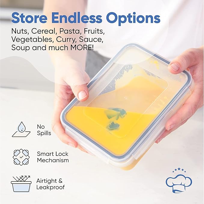 Chef's Path 72 Piece Airtight Food Storage Containers with Lids, 36 Containers and Lids, Stackable Kitchen and Pantry Canisters for Meal Prep and Food Storage - Transparent