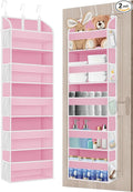 2 Pack Over The Door Storage Organizer with 5 Pockets 10 Mesh Pockets, 44 lbs Weight Capacity Door Hanging Organizers and Storage for Bedroom,Bathroom,Nursery,Kidroom,Babyroom