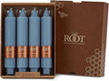 Root Candles Unscented Dinner Candles Premium Beeswax Blend Boxed Candle Set, 7-Inch, Williamsburg Blue, 4-Count