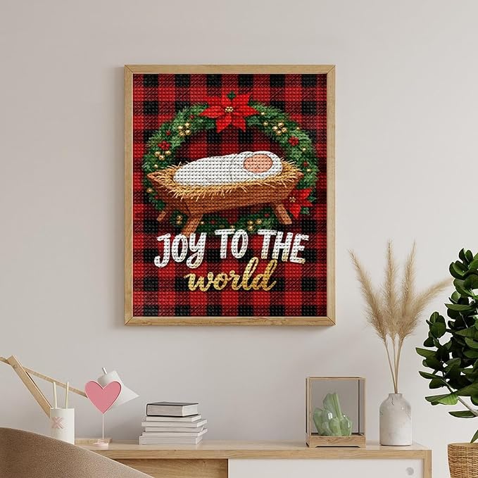 AIVKIEJK Diamond Painting Kits for Adults - Faith Christmas World Joy Painting DIY 5D Full Drill Diamond Dots Paintings with Diamonds Gem Art and Crafts Home Decor 16"x20"