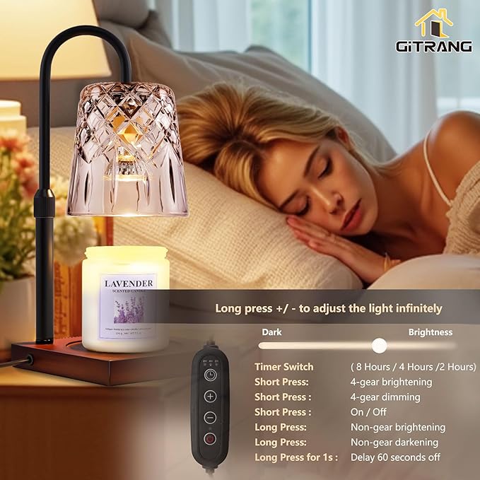 Candle Warming Lamp with Timer Dimmer,House Warming Gifts New Home Decor, Birthday Gifts for Women Mom,Height Adjustable Wax Melts Warmer for Jar Candles with 3 Bulbs，Valentine's Day Gifts Decor Lamp