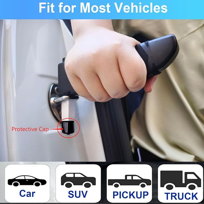 Car Door Handle for Elderly, 3-in-1 Multifunctional Handle Assist, Ultra Grip Mobility Handle for Car, Portable Vehicle Support Door Assist Bar, Max Load 500 Lbs, Anti-Slip Design, Black