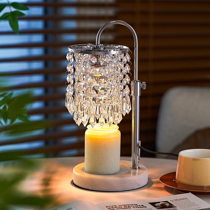 Candle Warmer Lamp with Timer Dimmer and 3 Bulbs, Lamp Candle Warmer with Marble Base,Wax Melt Warmer for Jar Candles, Birthday Gifts for Women Mom, House Warming Gifts New Home Decor