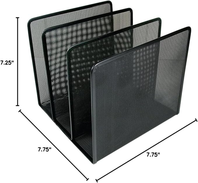 Artistic Contemporary Mesh Metal Desktop File Sorter for Neat and Organized Surfaces in Office, School, and Home, Black