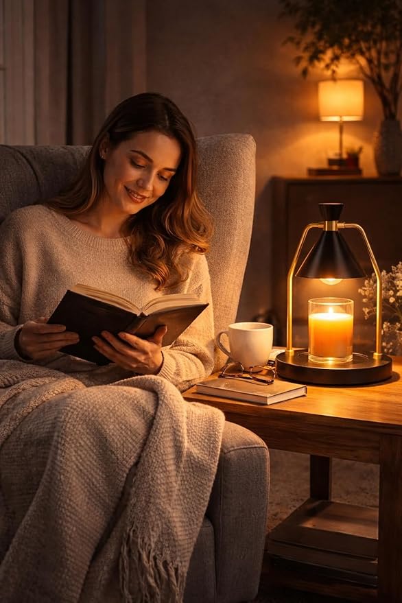 MIGHTY T Candle Warmer Lamp with Timer & Dimmer – Flameless Candle Lamp for Jar Candles – Adjustable Brightness – Safe Home Fragrance Warmer for Bedroom & Living Room