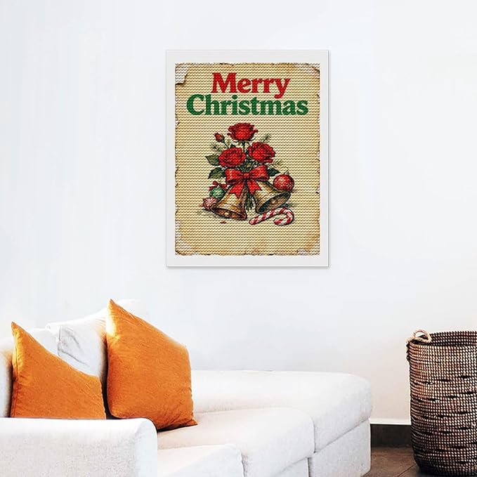 AIVKIEJK Diamond Painting Kits for Adults - Merry Christmas Santa, Holly & Vintage Painting DIY 5D Full Drill Diamond Dots Paintings with Diamonds Gem Art and Crafts Home Decor 12"x16"