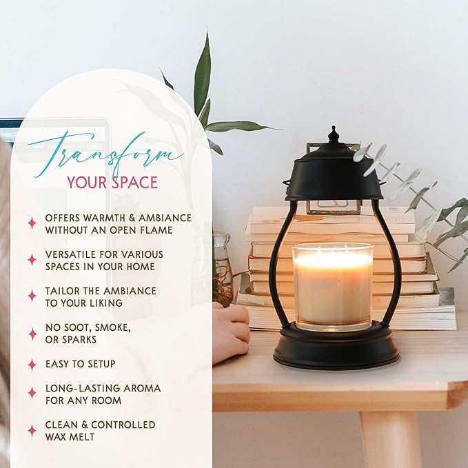 Candle Warmer Lamp Enhances Home Ambiance - Includes 2H/4H/8H Timer And 2 Bulbs - Perfect Lantern for Scented Candles, Wax Melts, Essential Oils - Dimmable Top Down Melter With No Flame, Soot Or Smoke