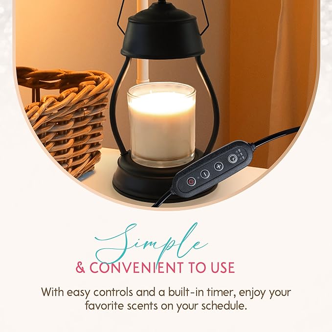 Candle Warmer Lamp Enhances Home Ambiance - Includes 2H/4H/8H Timer And 2 Bulbs - Perfect Lantern for Scented Candles, Wax Melts, Essential Oils - Dimmable Top Down Melter With No Flame, Soot Or Smoke