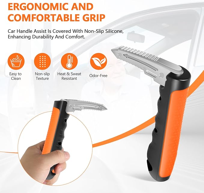 Kaiedos Car Door Handle for Elderly, 3-in-1 Car Handle Assist for Seniors, Portable Auto Cane Vehicle Support Handle, 500 lbs Capacity, Non-Slip Door Assist Bar