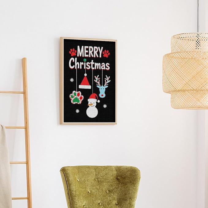 AIVKIEJK Diamond Painting Kits for Adults - Merry Christmas Paw Painting DIY 5D Full Drill Diamond Dots Paintings with Diamonds Gem Art and Crafts Home Decor 12"x16"