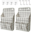 Hanging Basket for Organizing, Wall Organizer with Pockets and Over The Door Organizer，Can for Home, Closet, Office and Camper (White Grid2)