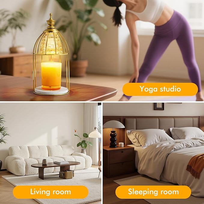 Candle Warmer Lamp with Timer & Dimmer - Vintage Electric Wax Melter for Scented Jar Candles, Aroma Night Light and Home Decor Gift for Women, Housewarming, Birthday, Christmas