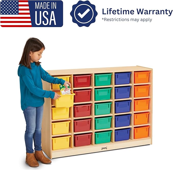 Jonti-Craft 0425JC 25 Cubbie-Tray Mobile Storage Without Bins 35.5 x 48 x 15 in