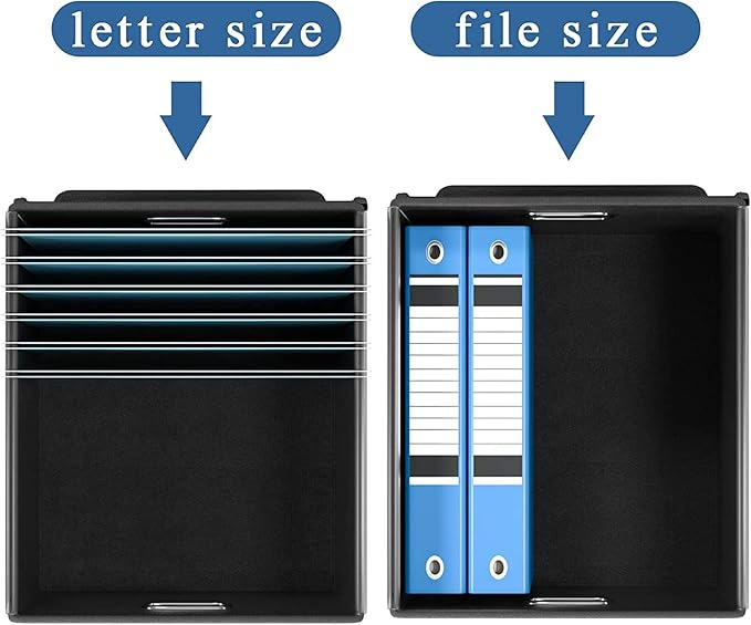 Huolewa File Organizer Box with Lid, Collapsible Faux Leather Hanging File Folder Box Organizer with Plastic Slides, Decorative Home/Office Filing System Boxes for File and Folders Storage