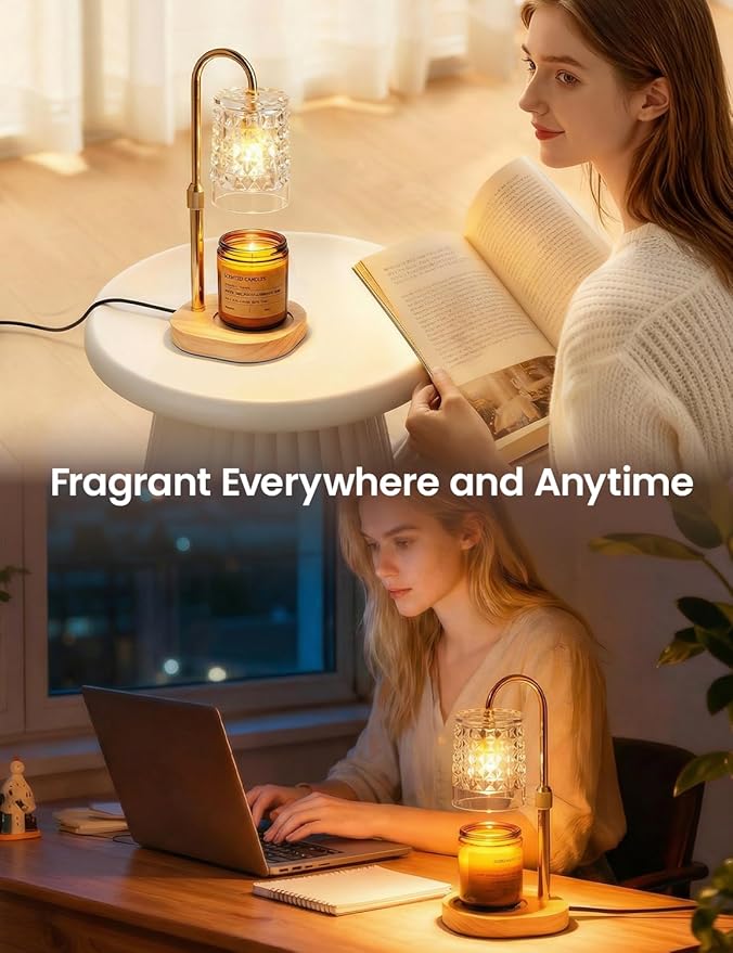 Candle Warmer Lamp with Timer Dimmable Candle Warmer Birthday Gifts for Women Mom Sister, House Warming Gifts New Home Room Decor, Height Adjustable Wax Melts Warmer for Jar Candles