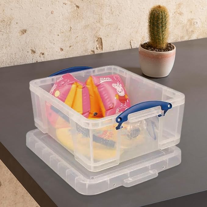 Really Useful Box 2 Pack 17L Plastic Storage Bins with Snap Lids and Clip Lock, Clear