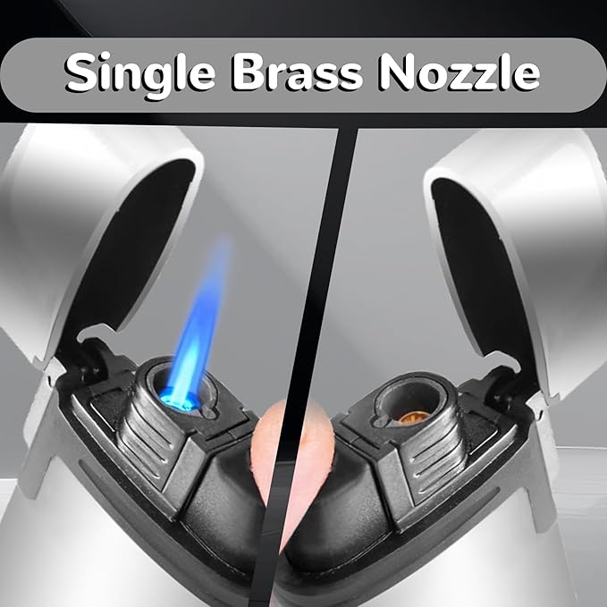 Urgrette 2 Pack Torch Lighter Refillable Butane Lighters Single Jet Flame Mini Pocket Lighter Gas Adjustable Flame for Camping BBQ Grill Candle Party (Without Fuel)