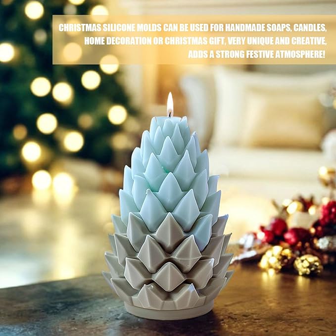 Pine Cone Candle Moulds for Candle Making, Christmas Silicone Mold for Soy Wax Candle, Aromatherapy Candle, Gypsum, Plaster, Home Decor