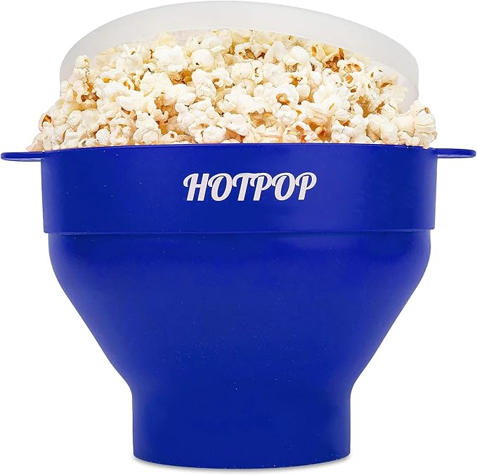 The Original Hotpop Microwave Popcorn Popper, Silicone Popcorn Maker, Collapsible Bowl BPA-Free and Dishwasher Safe- 20 Colors Available (Blue)