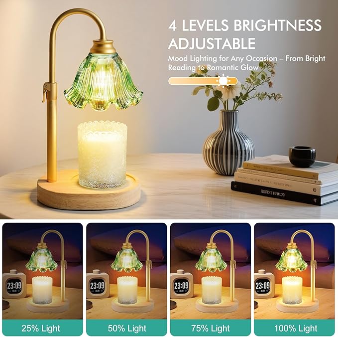 Candle Warmer Lamp with Timer & Dimmer, Adjustable Height Electric Wax Melt Warmer for Scented Jar Candles, Home Fragrance Decor, Birthday Gifts Women Mom
