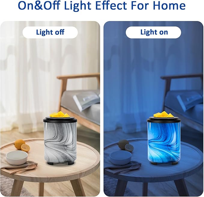 Electric Wax Melt Warmer for Scented Wax with 7-Color Changing LED Night Light, Removable Silicone Dish & PTC Safe Heating - Art-Glass Design for Home, Office Décor, and Gifts for Mom