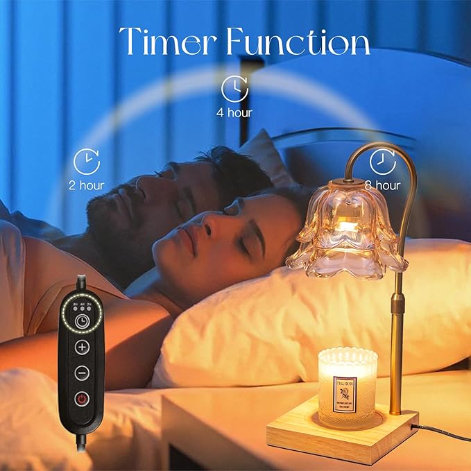 Candeldo Candle Warmer Lamp with Timer: Flower Gold Candle Lamps Height Adjustable Wax Melt House Warming Gifts New Home Decor Mothers Day Birthday Gift for Women Mom